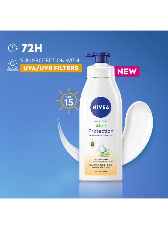 NIVEA Aloe Protection Body Lotion 400 ml | UVA UVB filters | 72H Moisturization| Aloe Vera Extracts | Dep Moisture Serum | Men and Women | All Skin Type - Image 2